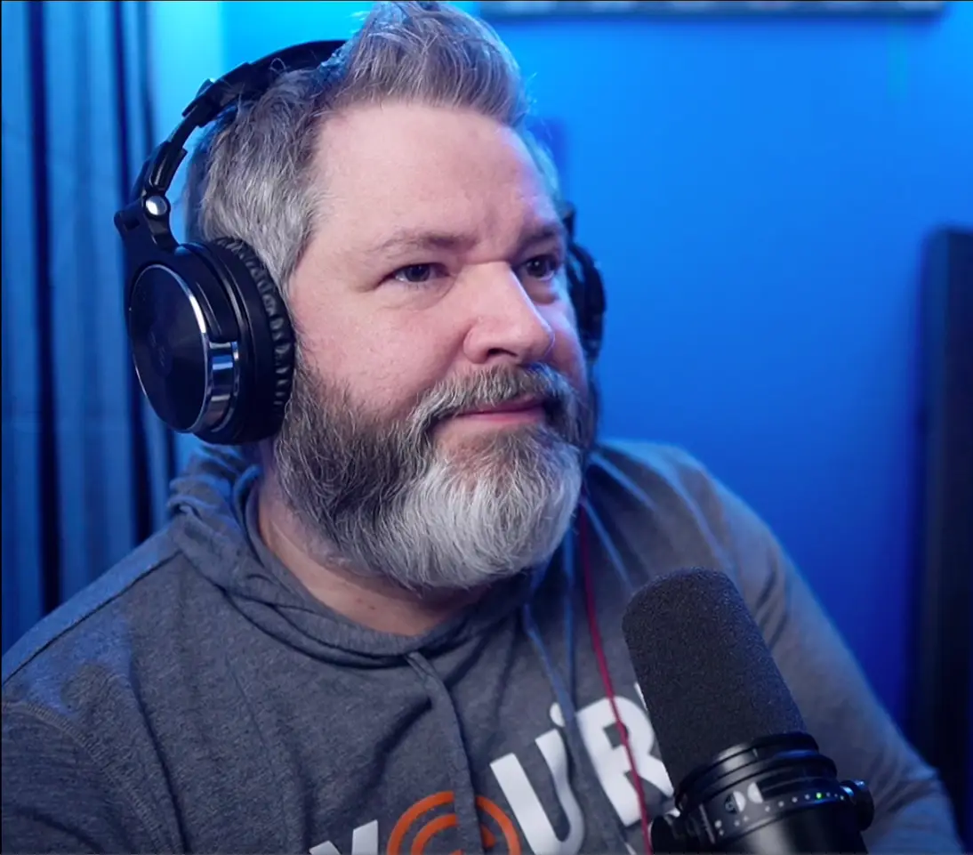Tech Troublemaker with Microphone and Headphones on